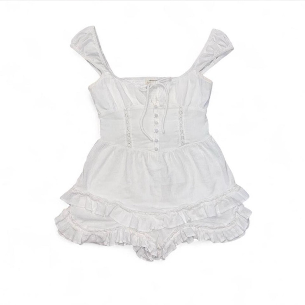 Urban Outfitters White Ruffled Romper